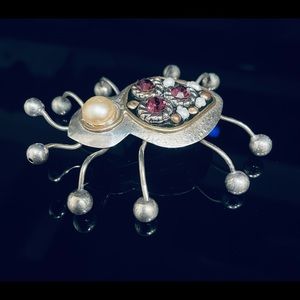 Sterling Silver Bug Brooch